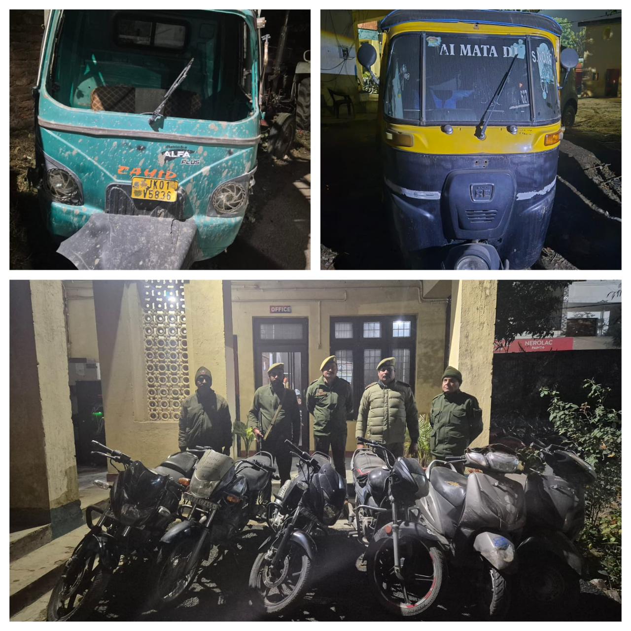 'Theft cases solved, stolen motorcycle recovered within 24 hours along with 07 other vehicles by Police Post Sainik colony of Subdivision East of South Zone ,Jammu'